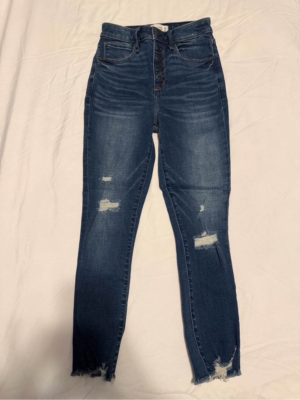 Abercrombie & Fitch High-Rise Distressed Indigo Super Skinny Jeans Curve Love